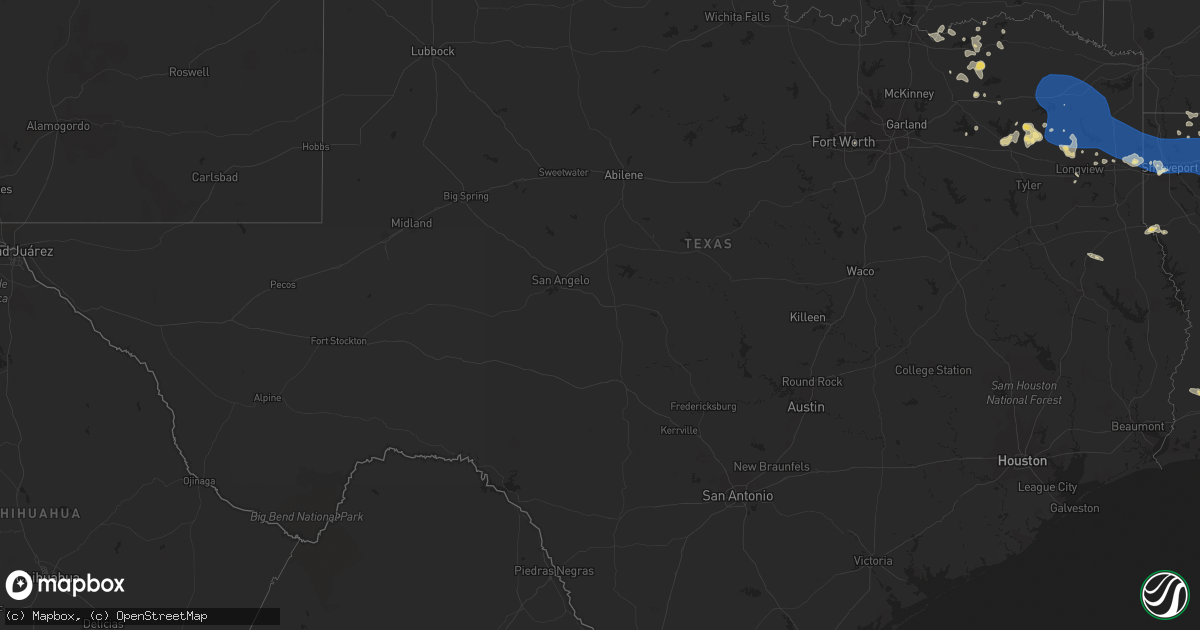Hail map in Texas on July 16, 2023