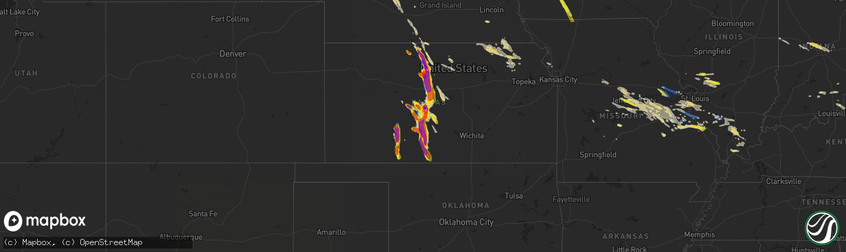 Hail map on July 16, 2023