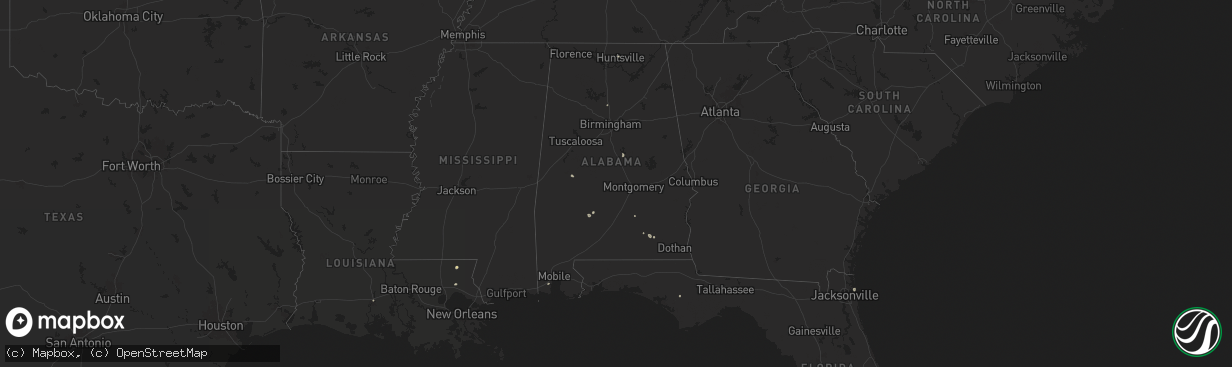 Hail map in Alabama on July 16, 2024