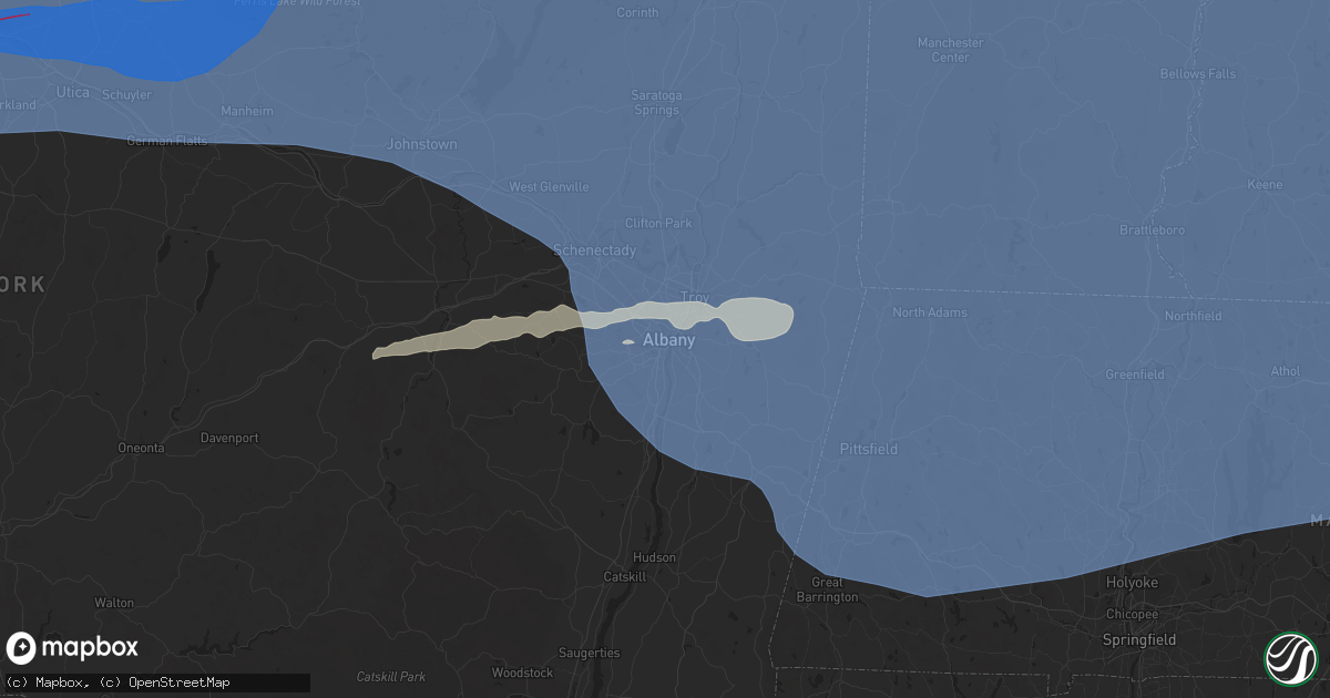 Hail map in Albany, NY on July 16, 2024