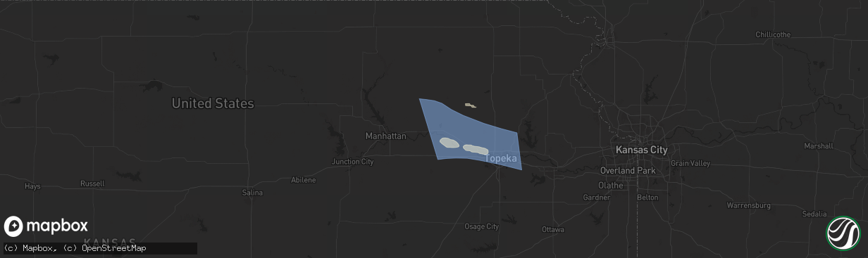 Hail map in Belvue, KS on July 16, 2024