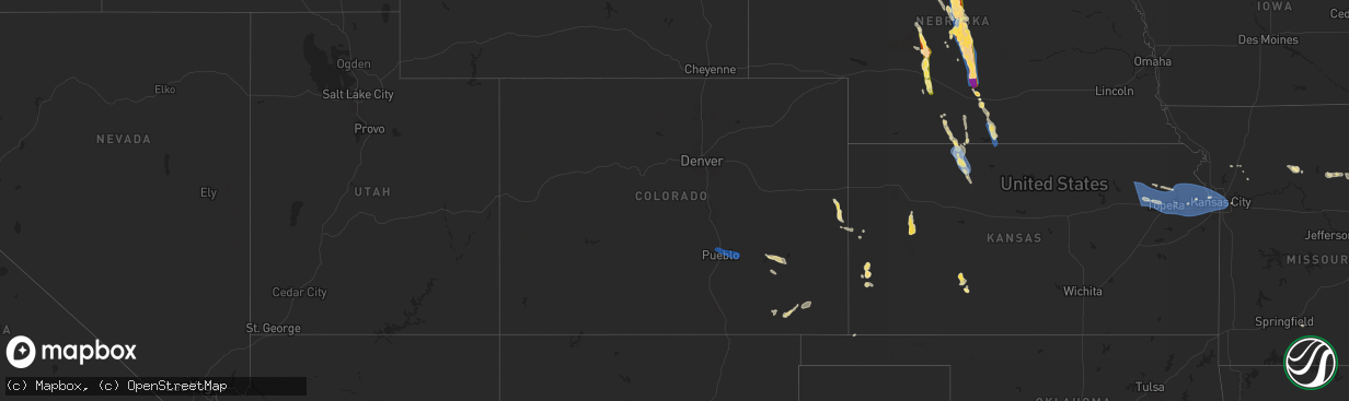 Hail map in Colorado on July 16, 2024