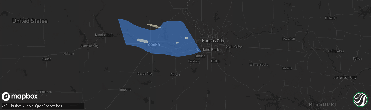 Hail map in Eudora, KS on July 16, 2024