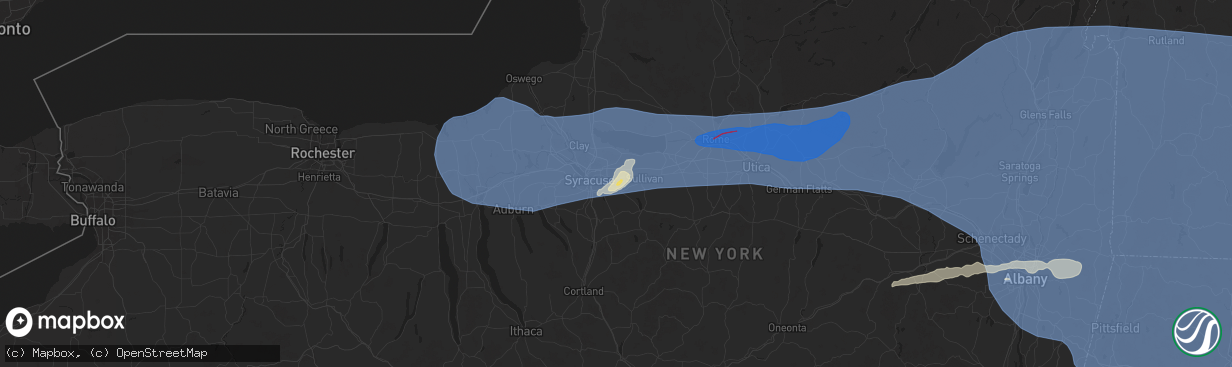 Hail map in Fayetteville, NY on July 16, 2024