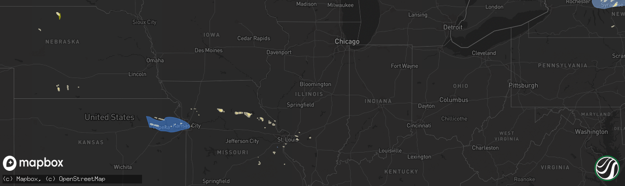 Hail map in Illinois on July 16, 2024