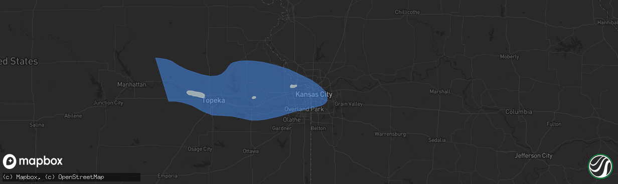 Hail map in Kansas City, KS on July 16, 2024