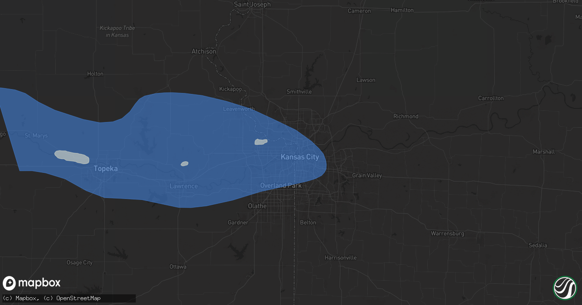 Hail map in Kansas City, KS on July 16, 2024