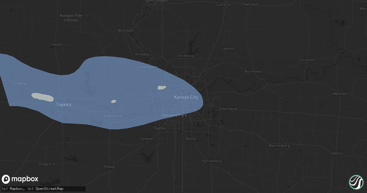 Hail map in Kansas City, MO on July 16, 2024