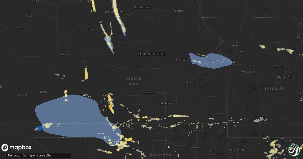 Hail map in Kansas on July 16, 2024
