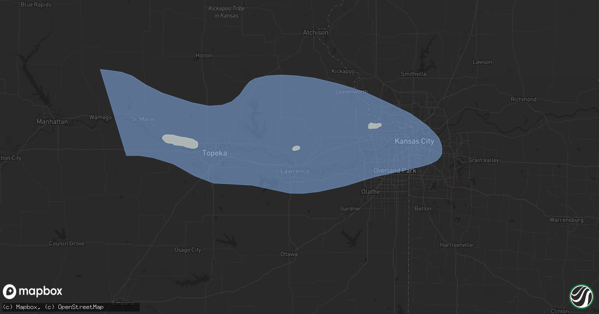 Hail map in Lawrence, KS on July 16, 2024
