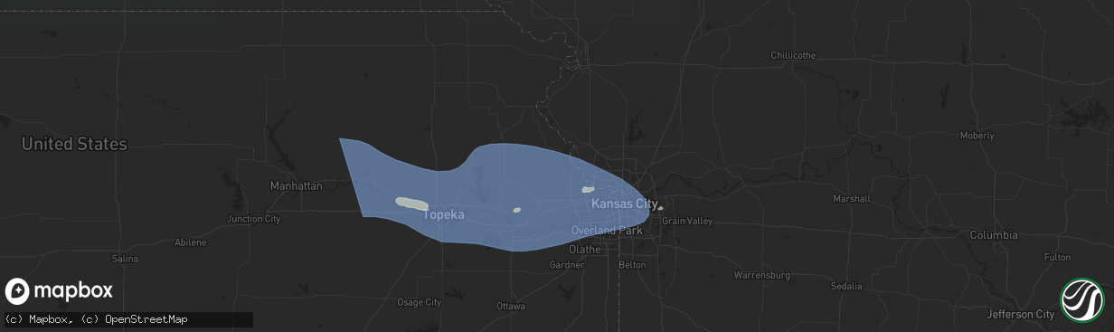 Hail map in Leavenworth, KS on July 16, 2024