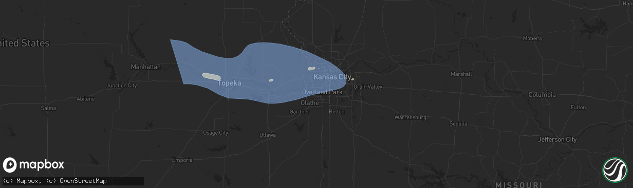 Hail map in Lenexa, KS on July 16, 2024