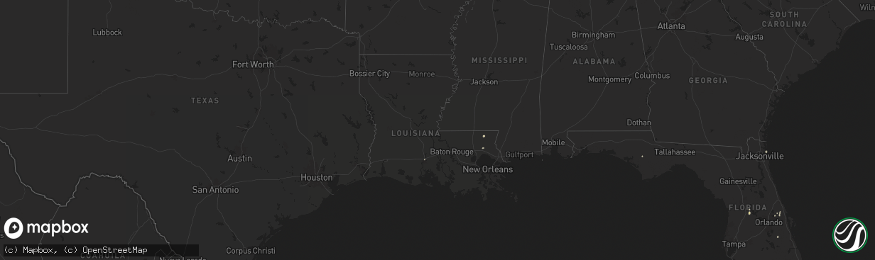 Hail map in Louisiana on July 16, 2024