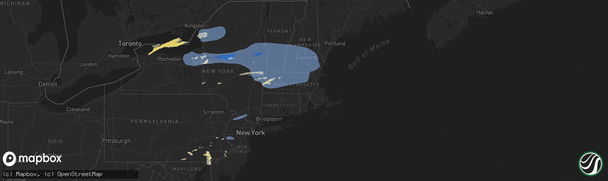 Hail map in Massachusetts on July 16, 2024