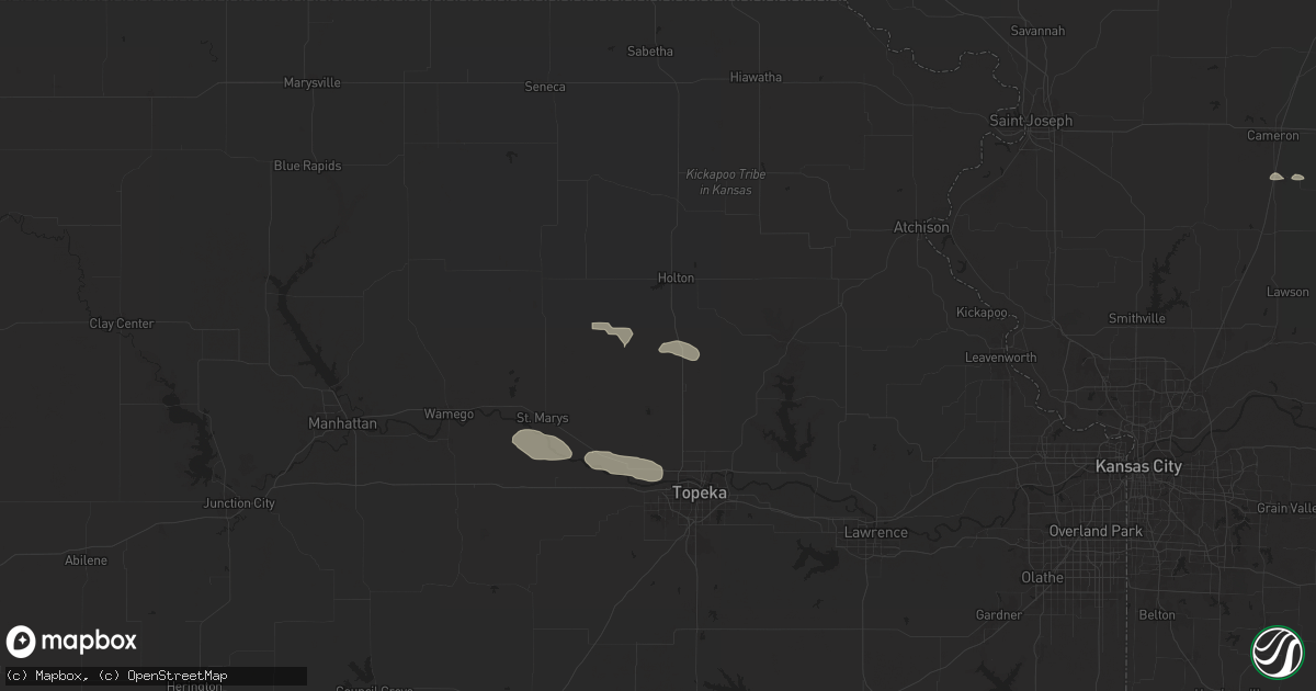 Hail map in Mayetta, KS on July 16, 2024