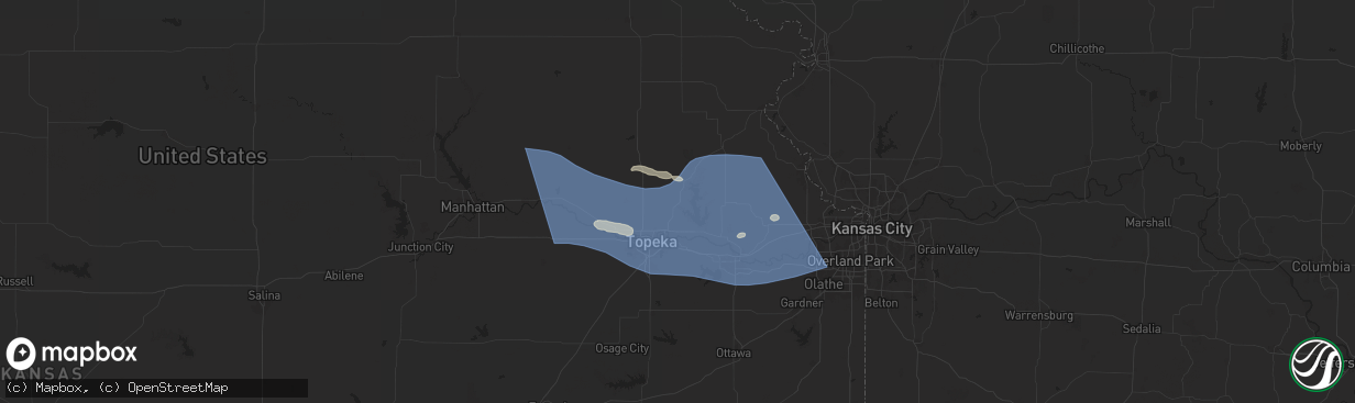 Hail map in Meriden, KS on July 16, 2024