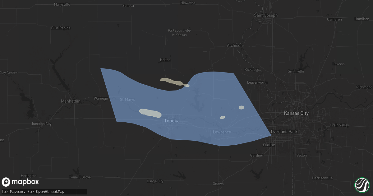 Hail map in Meriden, KS on July 16, 2024