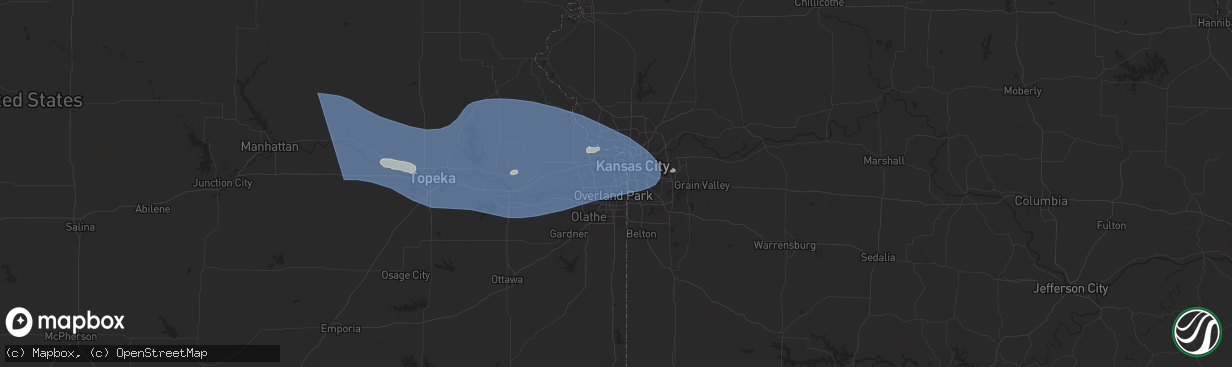 Hail map in Mission, KS on July 16, 2024