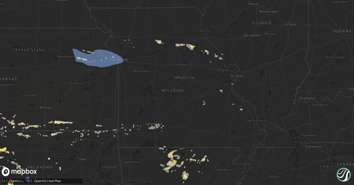 Hail map in Missouri on July 16, 2024
