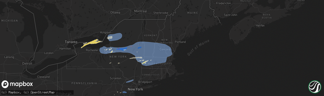 Hail map in New Hampshire on July 16, 2024