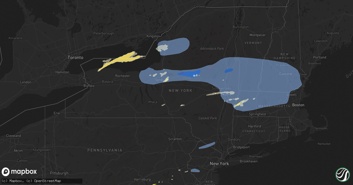 Hail map in New York on July 16, 2024
