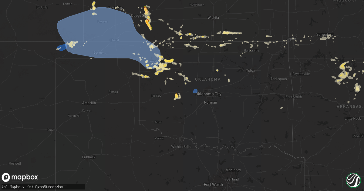 Hail map in Oklahoma on July 16, 2024