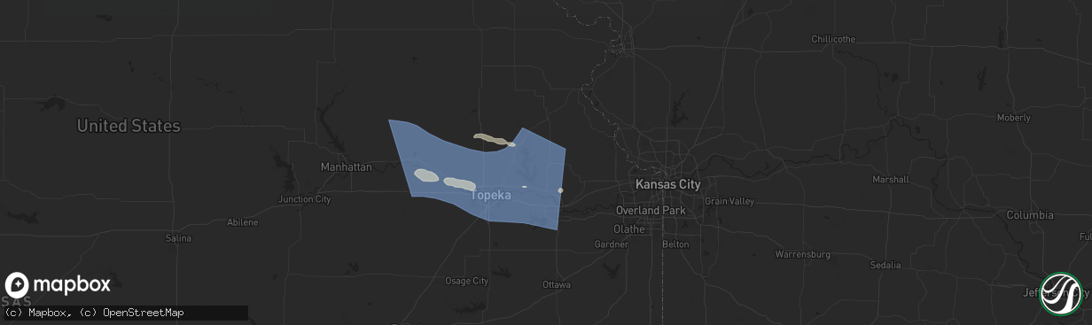 Hail map in Oskaloosa, KS on July 16, 2024