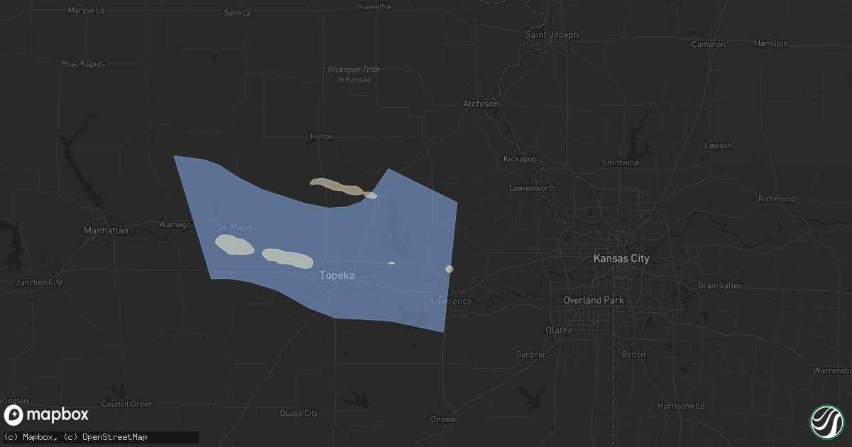 Hail map in Oskaloosa, KS on July 16, 2024