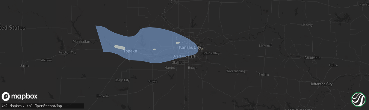 Hail map in Overland Park, KS on July 16, 2024