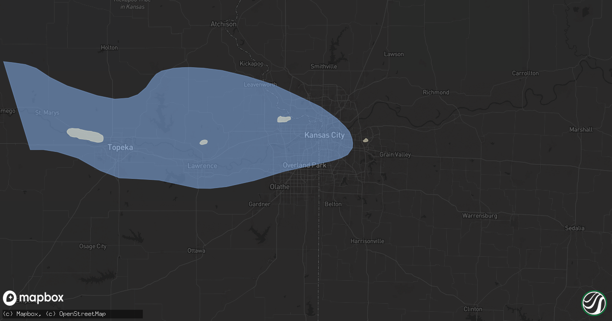 Hail map in Overland Park, KS on July 16, 2024