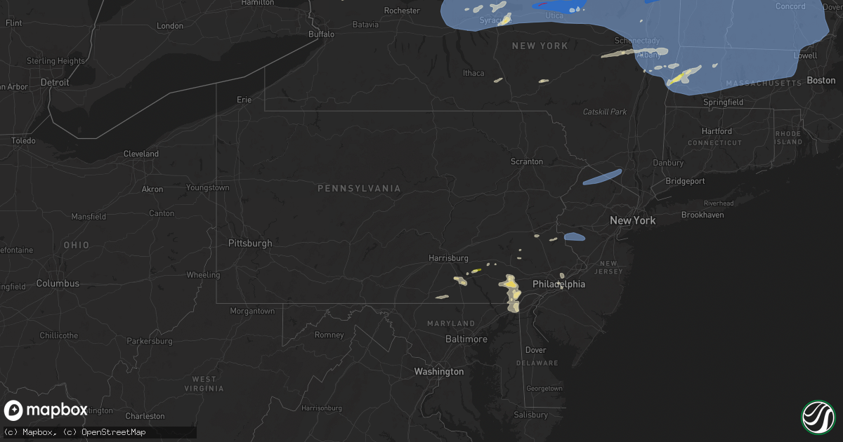 Hail map in Pennsylvania on July 16, 2024