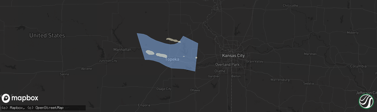 Hail map in Perry, KS on July 16, 2024