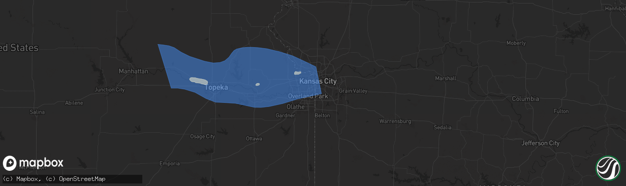 Hail map in Prairie Village, KS on July 16, 2024