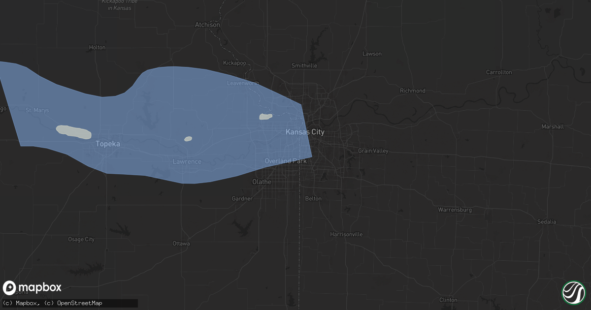 Hail map in Prairie Village, KS on July 16, 2024