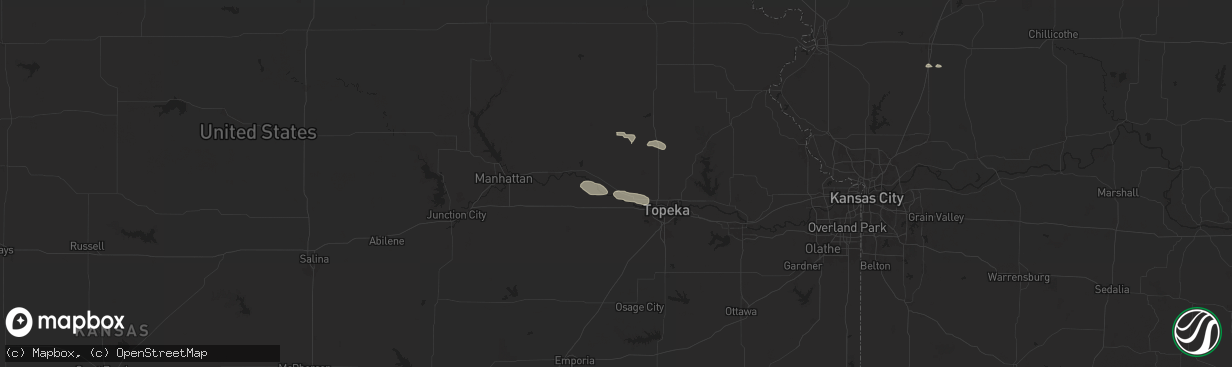 Hail map in Rossville, KS on July 16, 2024