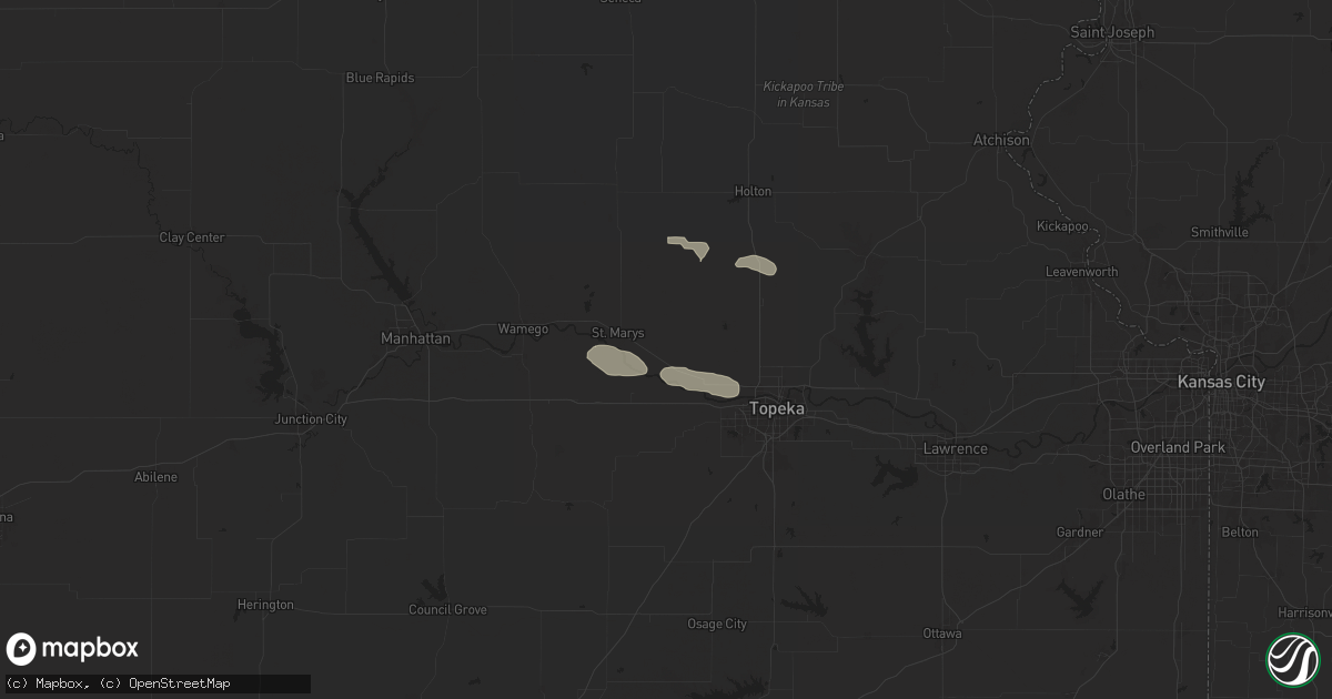 Hail map in Rossville, KS on July 16, 2024