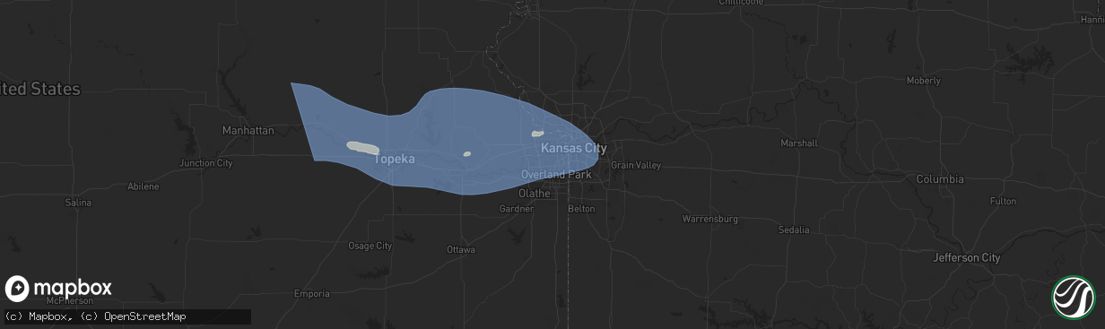 Hail map in Shawnee, KS on July 16, 2024