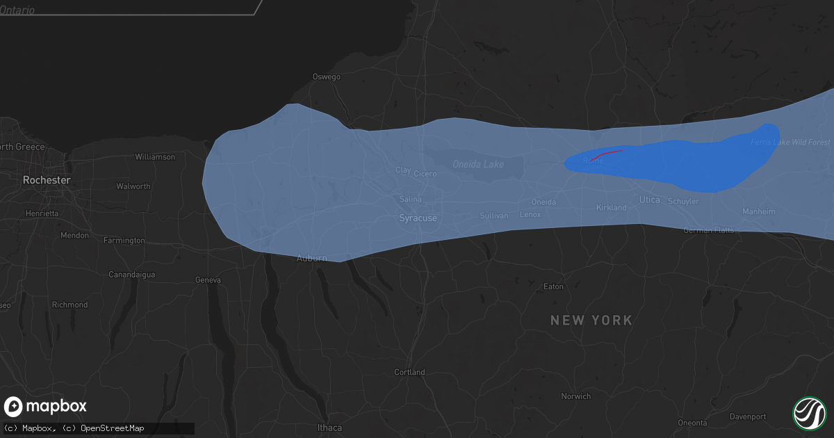 Hail map in Syracuse, NY on July 16, 2024