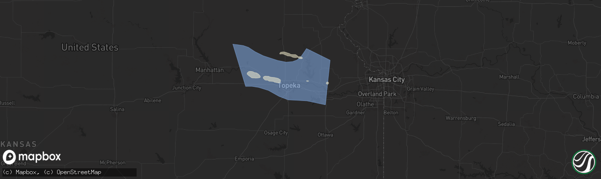 Hail map in Tecumseh, KS on July 16, 2024