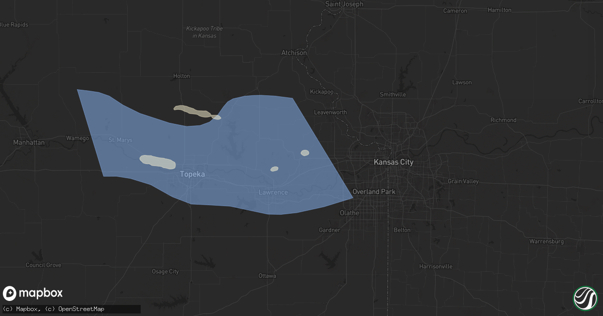 Hail map in Tonganoxie, KS on July 16, 2024