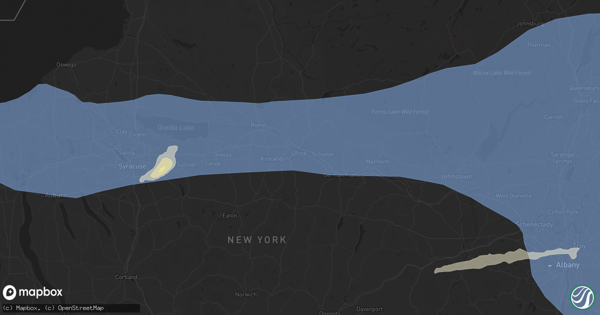 Hail map in Utica, NY on July 16, 2024
