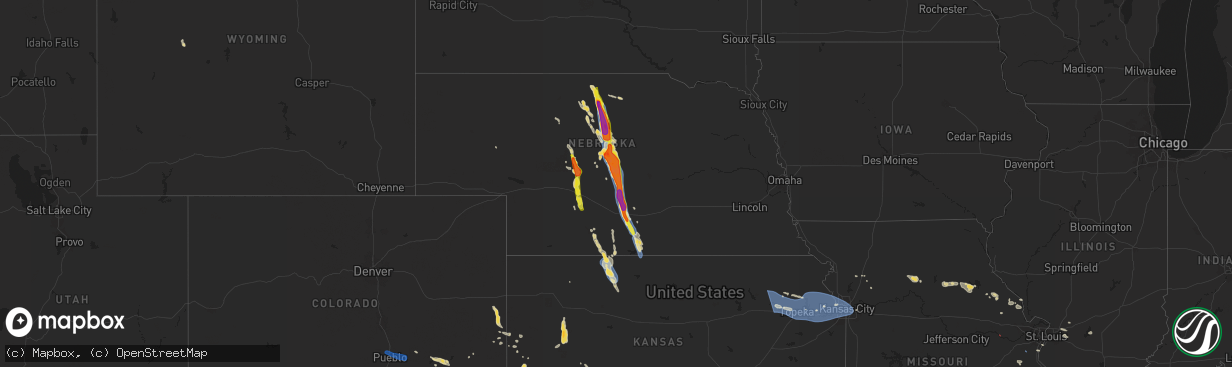 Hail map on July 16, 2024