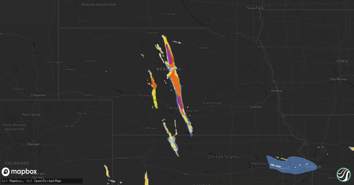 Hail map on July 16, 2024