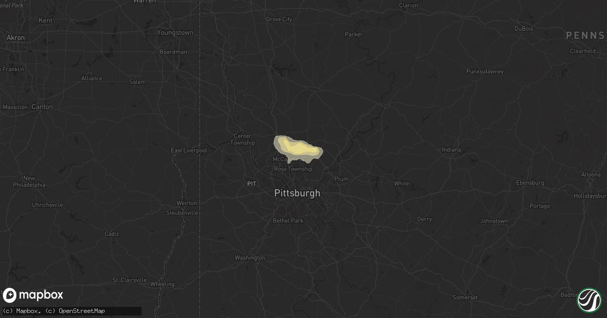 Hail map in Allison Park, PA on July 16, 2025