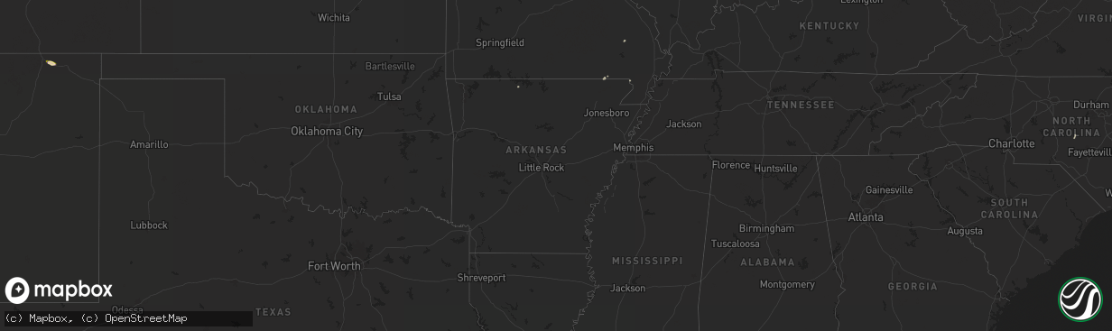Hail map in Arkansas on July 16, 2025