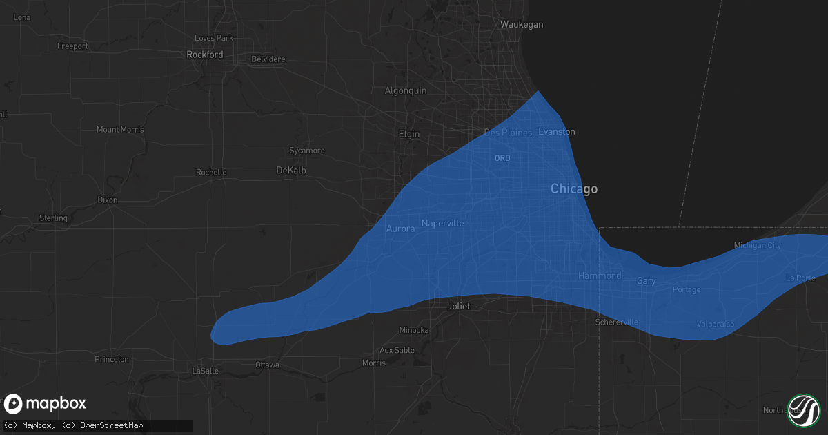 Hail map in Aurora, IL on July 16, 2025