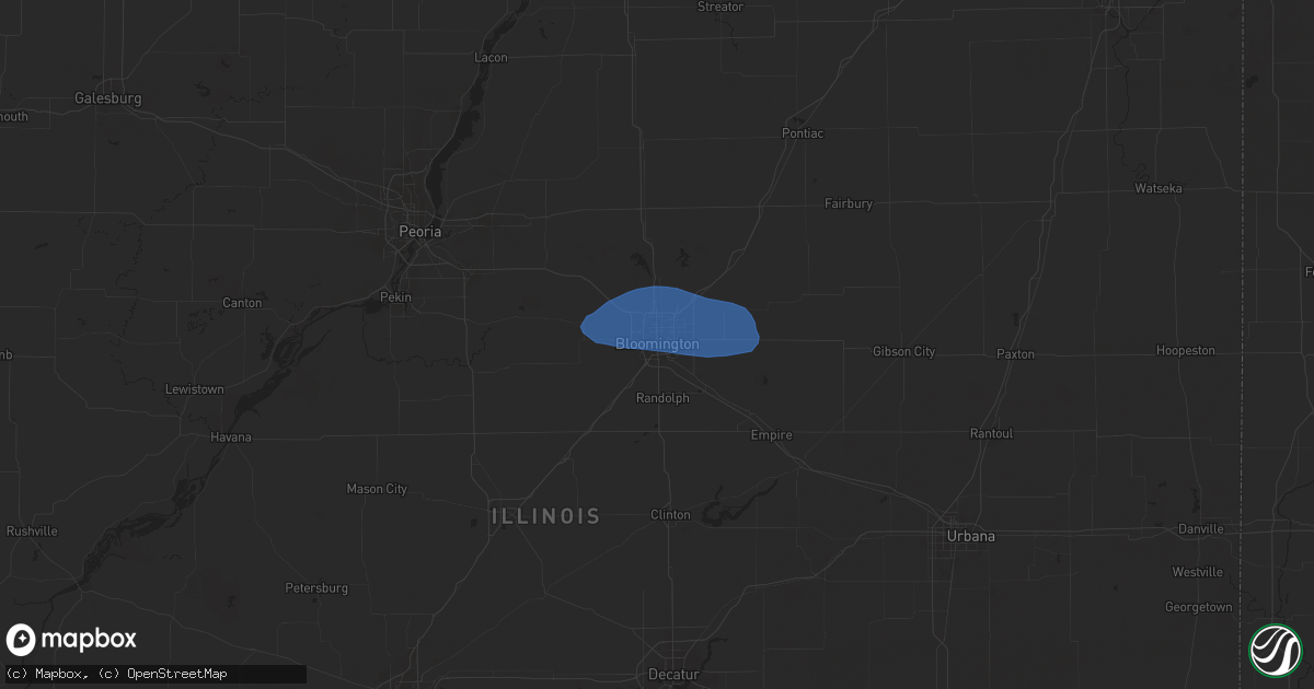 Hail map in Bloomington, IL on July 16, 2025