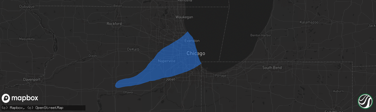 Hail map in Cicero, IL on July 16, 2025
