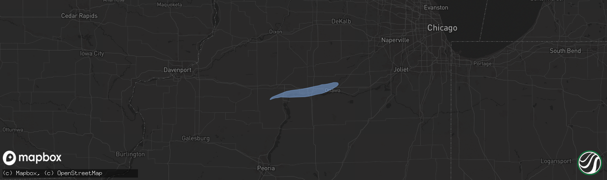 Hail map in Dalzell, IL on July 16, 2025