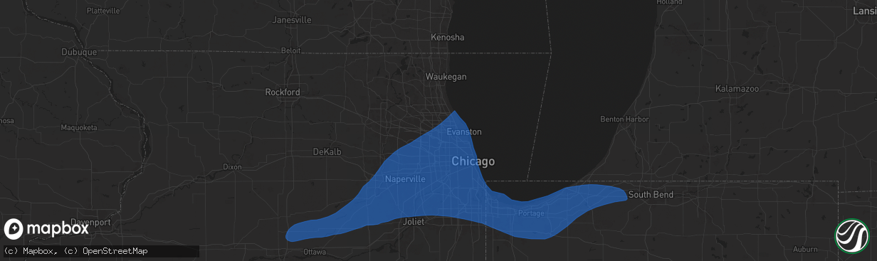 Hail map in Des Plaines, IL on July 16, 2025
